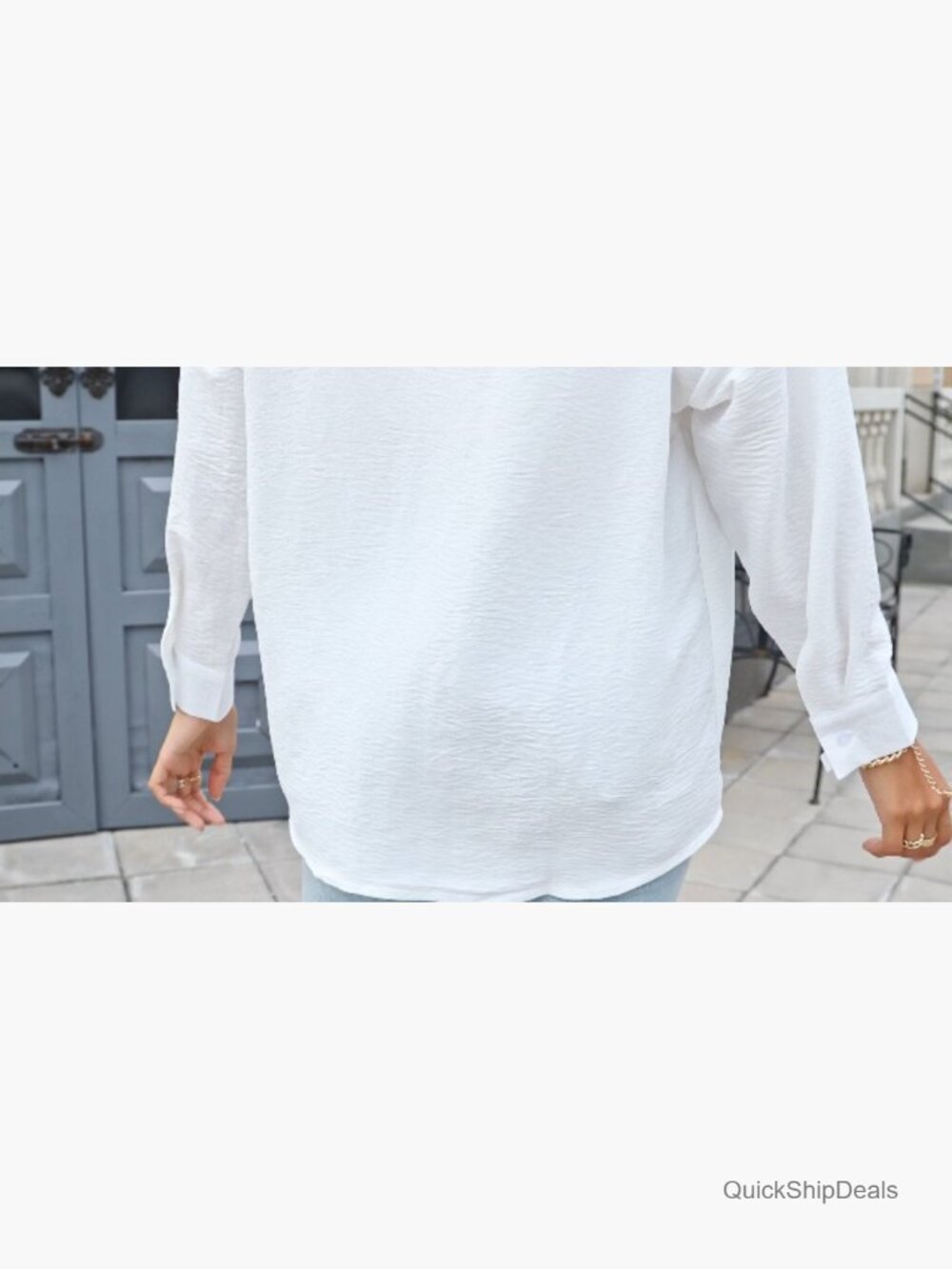 Oversized Button Down Shirt Long Sleeve Gauze Blouse Casual Dressy - Picture 7 of 7